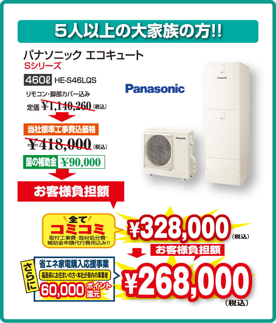 パナソニック 460L 実質26.8万円